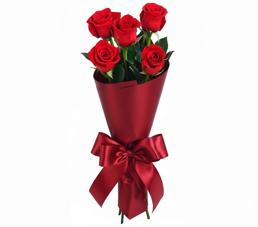 Букет 5 Красных роз Эдлесс Лав в Сасыколи