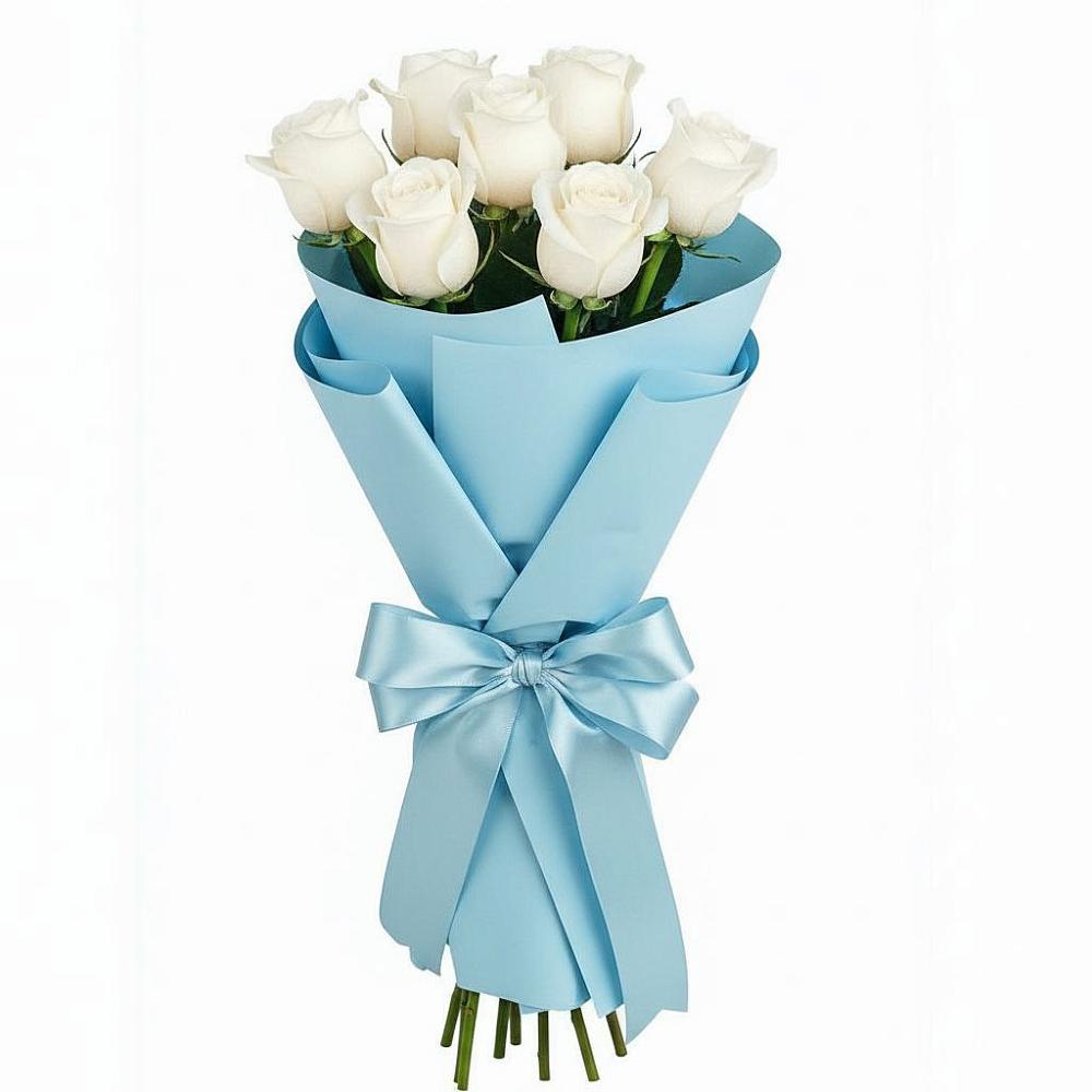 Букет 7 белых роз Проуд в Сасыколи