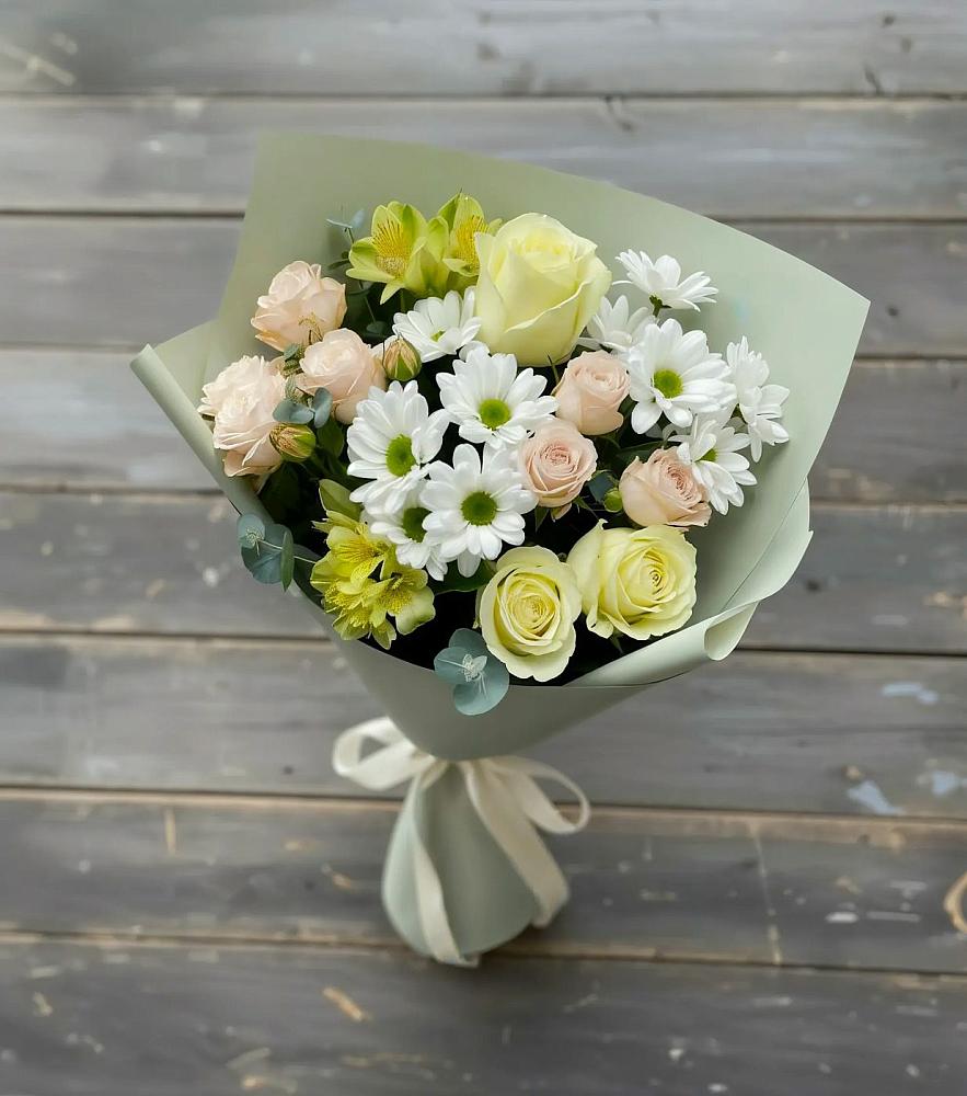 Букет цветов из: Альстромерии, Розы и Хризантемы в Сасыколи