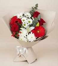 Букет цветов из:  Розы, Хризантемы, Герберы и Лилии #REPLACE_PRED# Сасыколи