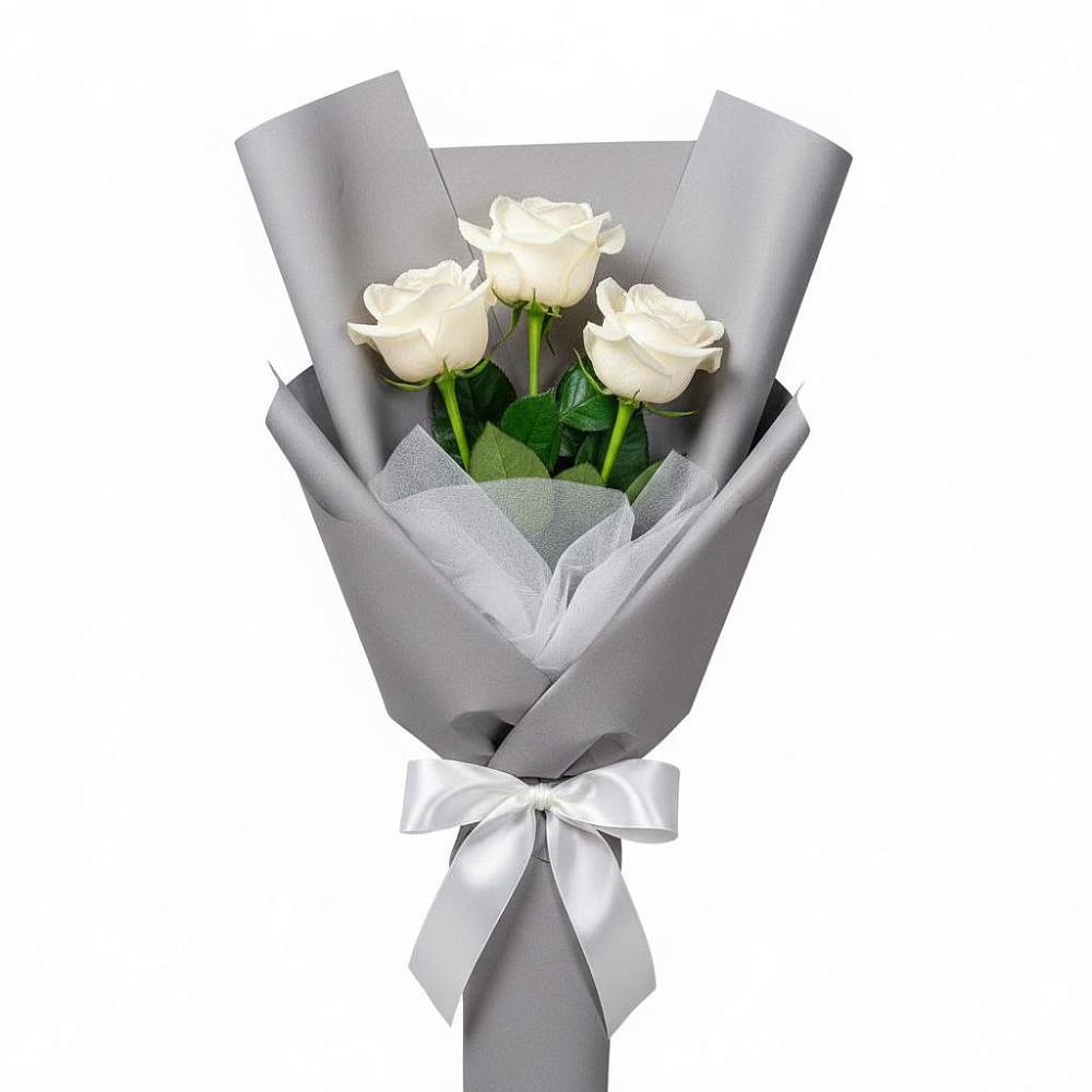 Букет 3 белые розы в Сасыколи