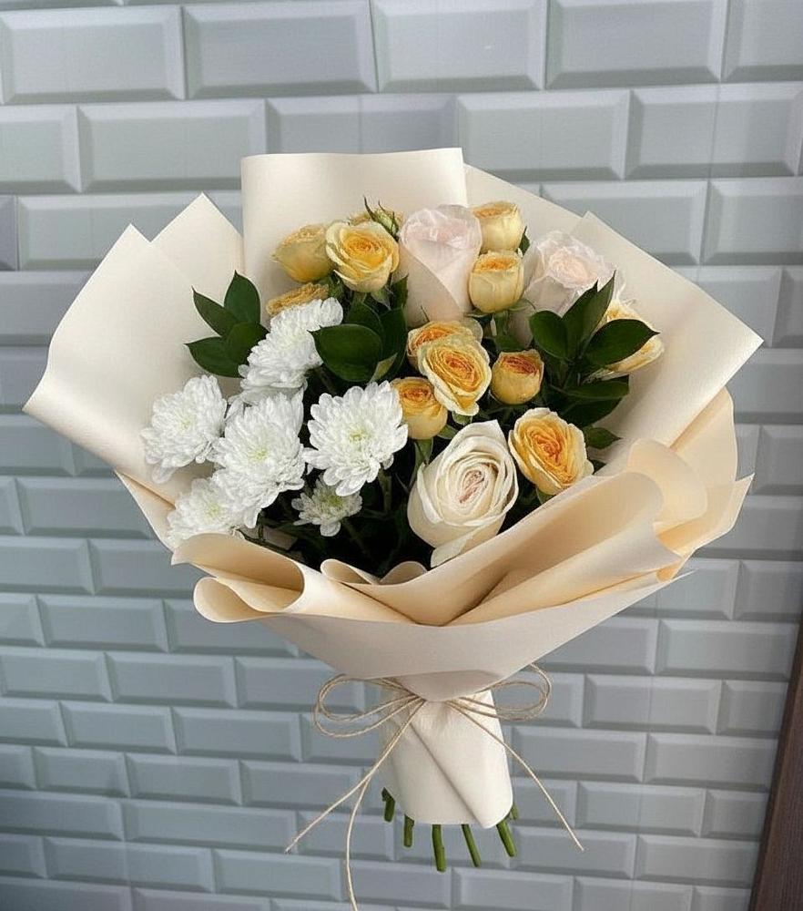 Букет цветов из: Розы и Хризантемы в Сасыколи