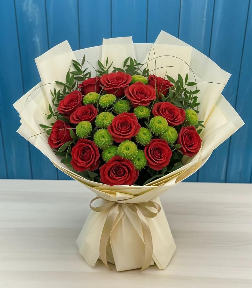 Букет цветов из: Розы и Хризантемы в Сасыколи