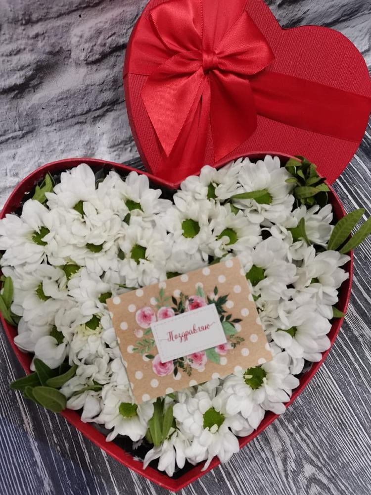 Цветочная композиция из Хризантемы в виде сердца в Сасыколи
